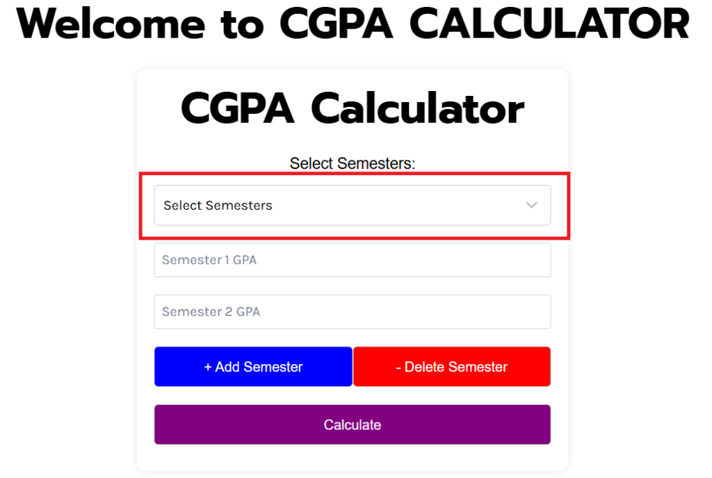 CGPA CALCULATOR